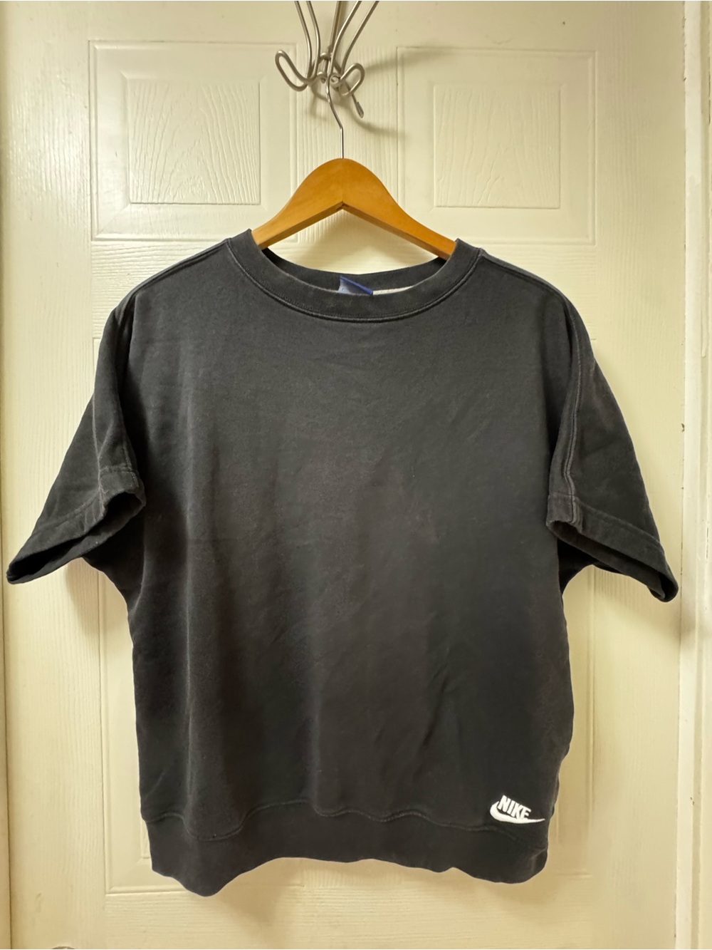 Nike Black Short-Sleeve Crew Sweatshirt with Small Logo